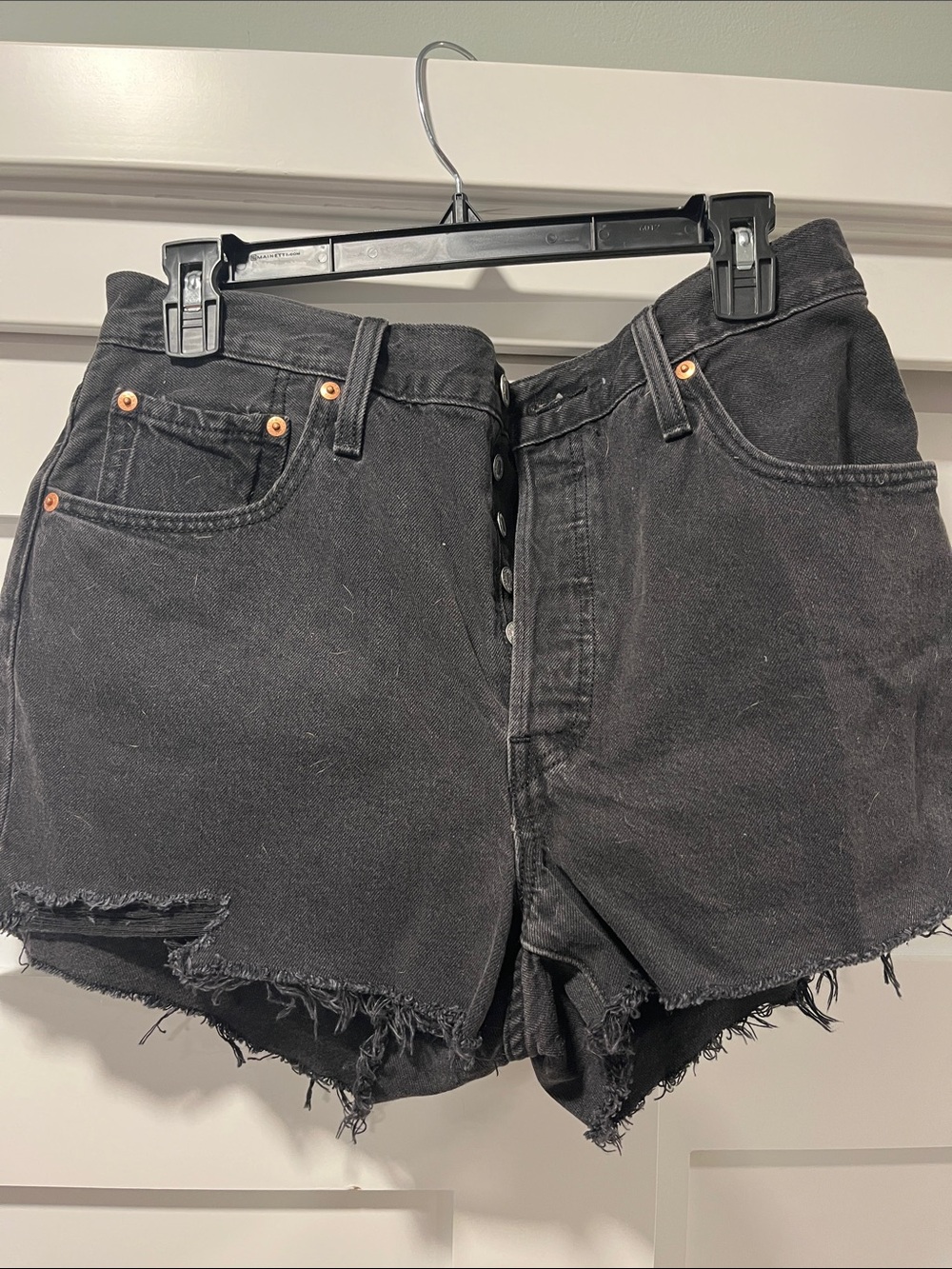 Levi's Black High-Rise Cutoff Denim Shorts